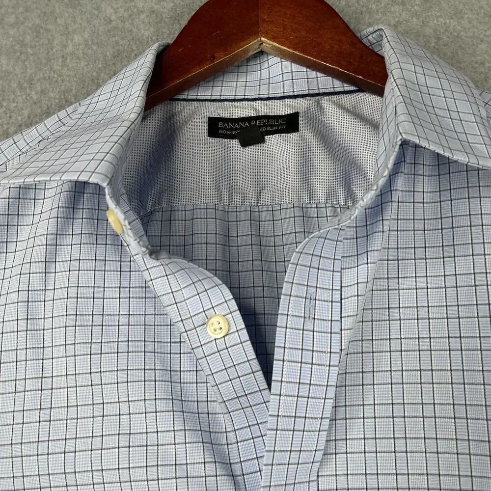 Banana Republic Non Iron Shirt Button Up Long Sleeve Slim Mens Large